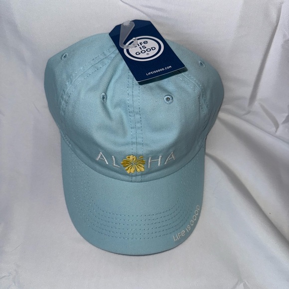 Life Is Good NWT Light Blue Aloha Cotton Baseball Cap - Picture 11 of 11